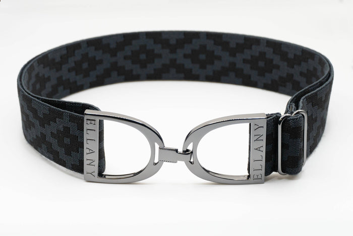 Huston x Ellany - Charcoal Polo - 1.5" Gunmetal Stirrup Elastic Belt