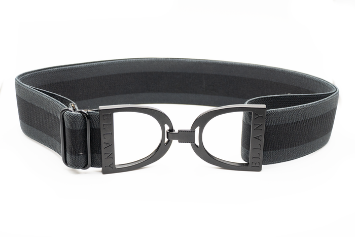 Huston x Ellany - Charcoal Stripes - 1.5" Black Stirrup Elastic Belt