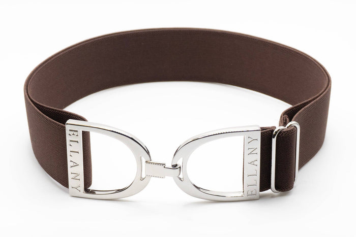 Huston x Ellany - Chocolate - 1.5" Silver Stirrup Elastic Belt