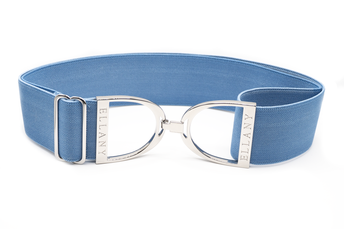 Huston x Ellany - Cornflower - 2" Silver Stirrup Elastic Belt