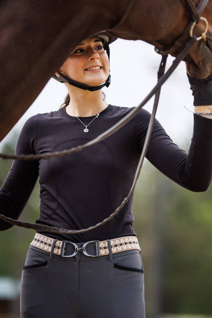 Huston x Ellany - Harlow - 1.5" Gunmetal Stirrup Elastic Belt