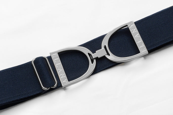 Huston x Ellany - Navy - 1.5" Silver Stirrup Elastic Belt