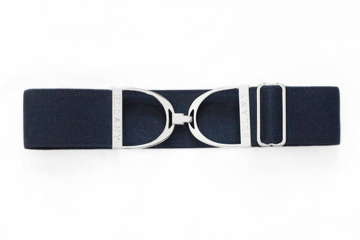 Huston x Ellany - Navy - 2" Silver Stirrup Elastic Belt