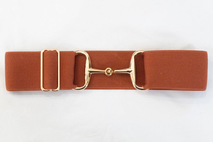 Huston x Ellany - Rust - 2" Gold Snaffle Elastic Belt