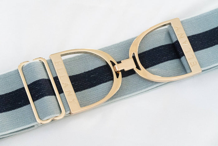 Huston x Ellany - Sage Stripes - 2" Gold Stirrup Elastic Belt