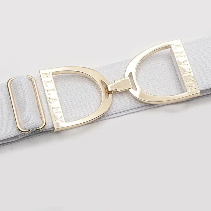 Huston x Ellany - White 1.5" Gold Stirrup Elastic Belt