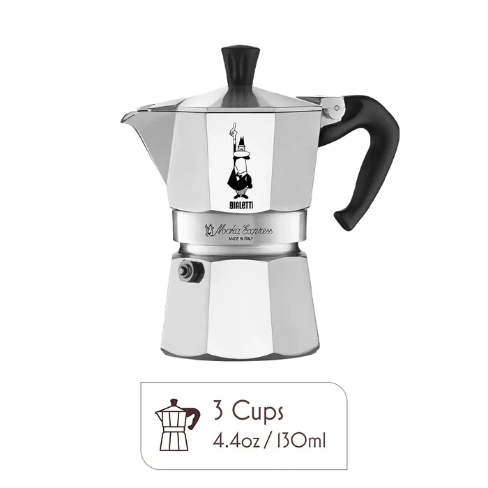 Iconic Moka Pot Italian Coffee & Stovetop Espresso Maker 3 Cup