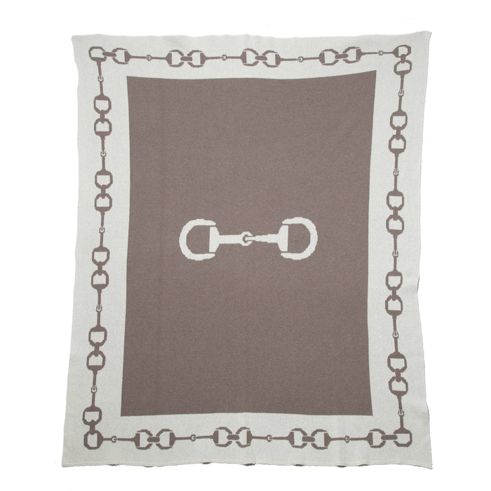 In2Green - Equestrian Snaffle Bit Border Throw Blanket