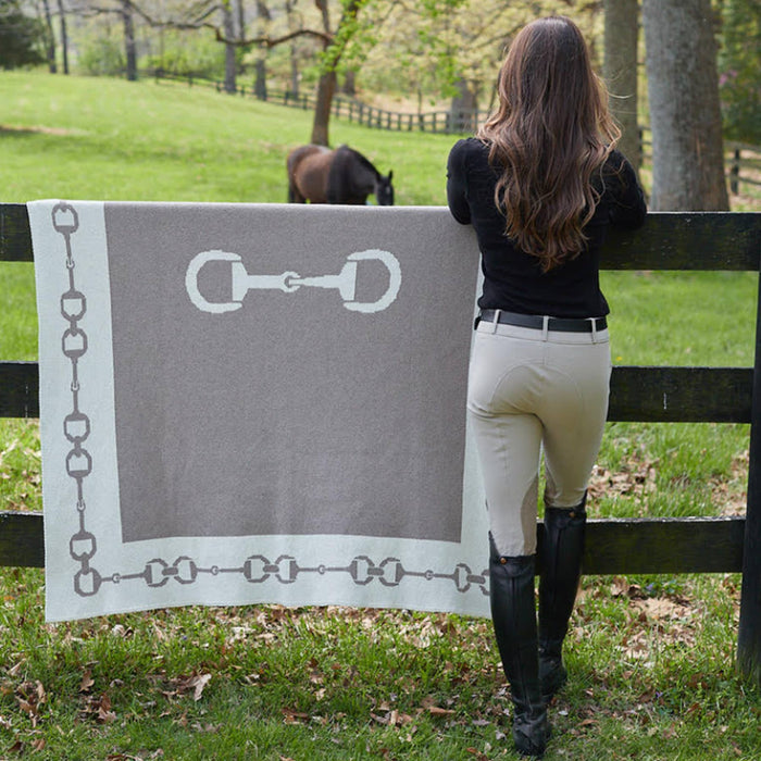 In2Green - Equestrian Snaffle Bit Border Throw Blanket