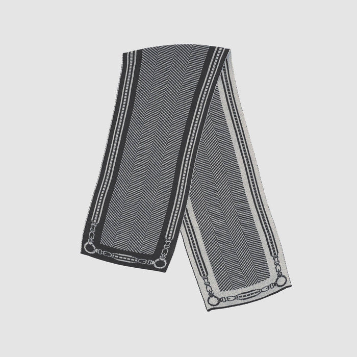 In2Green - Reversible Sustainable Chevron Scarf - Equestrian Harness Herringbone: Grey