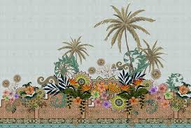 Indian Garden - Custom Sized Wallpaper Mural (per m2)