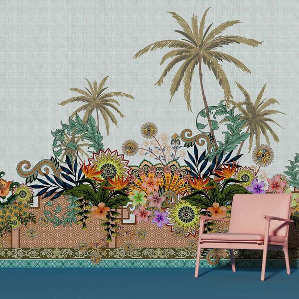 Indian Garden - Custom Sized Wallpaper Mural (per m2)