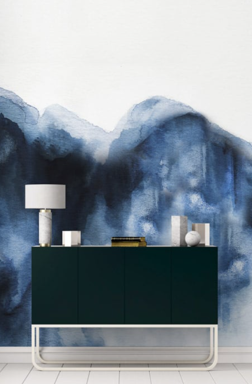 Indigo Abstract - Custom sized wallpaper mural (per/m2) - Deep Blue