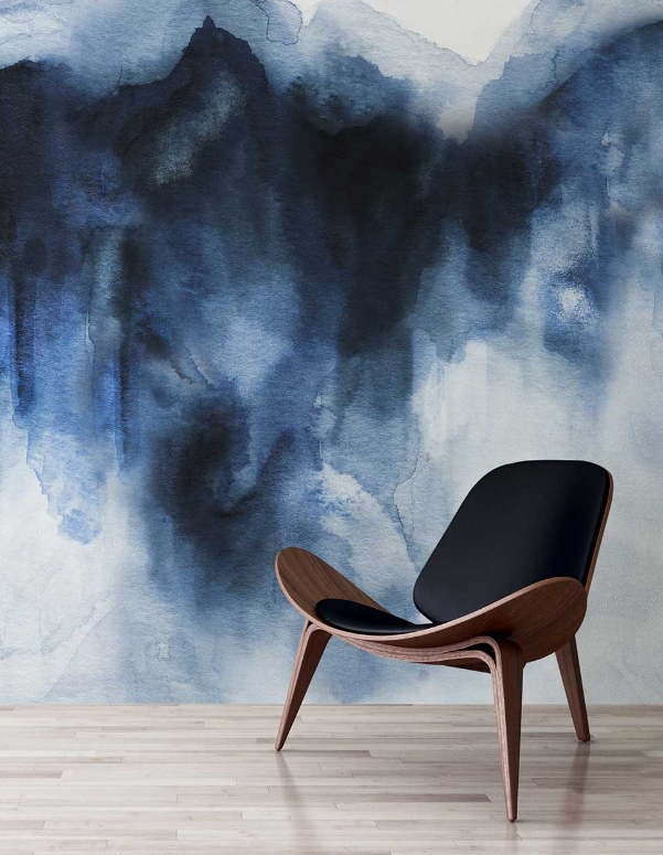 Indigo Abstract - Custom sized wallpaper mural (per/m2) - Deep Blue