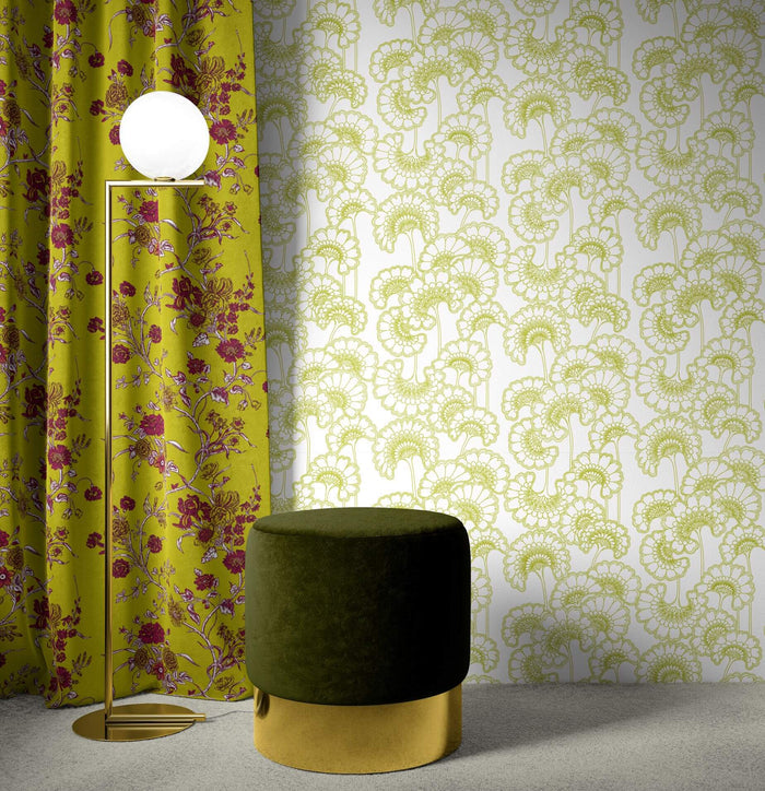 Japanese Floral Wallpaper - Florence Broadhurst - Avocado