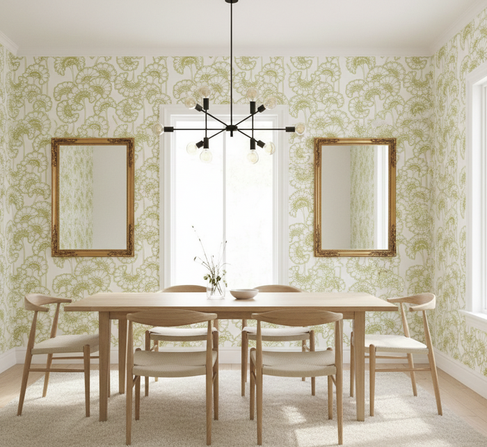 Japanese Floral Wallpaper - Florence Broadhurst - Avocado