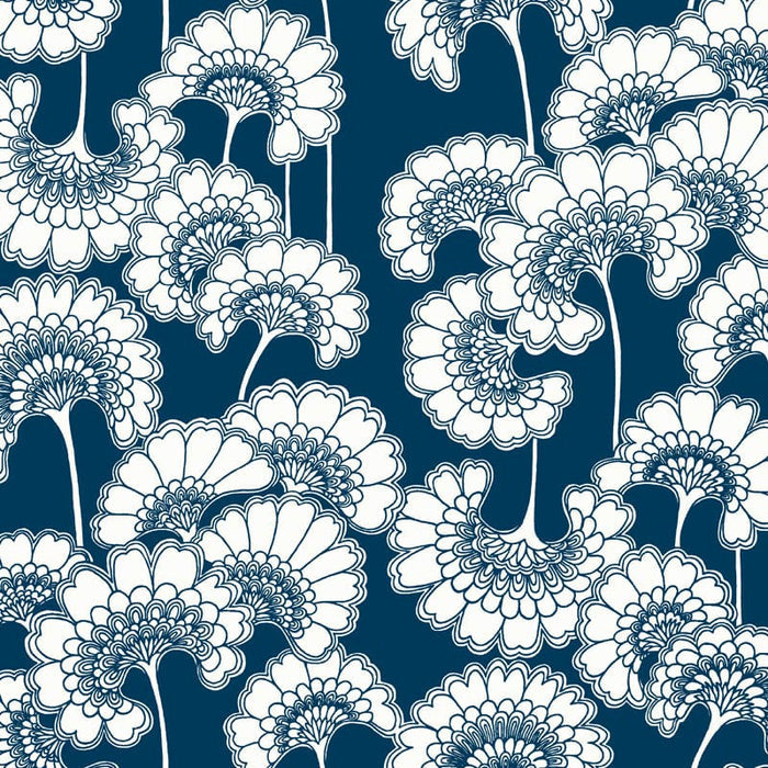 Japanese Floral Wallpaper - Florence Broadhurst - True Blue