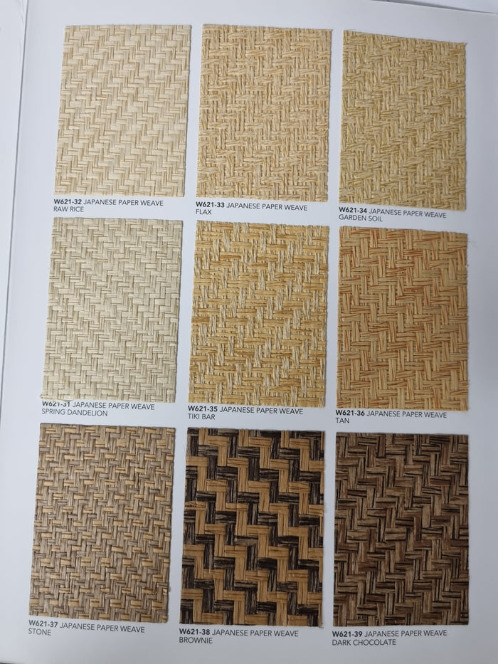 Japanese Summerhouse - Handmade Grasscloth Wallpaper - Golden Sand