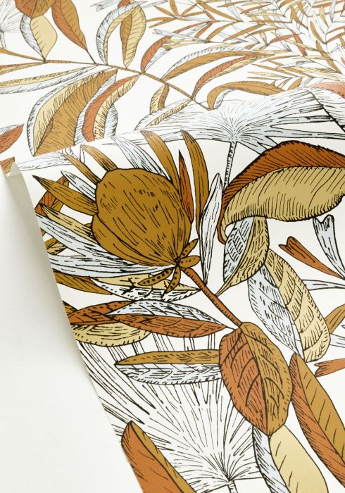 Jardin Bel Air Vinyl Leaf Wallpaper -  Blue Terracotta - Last 40 Rolls
