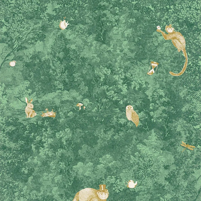 Jardin Des Merveilles Wallpaper - Green - Ochre Monkey