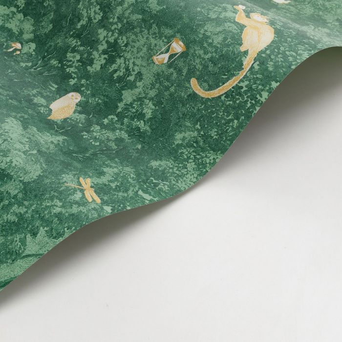 Jardin Des Merveilles Wallpaper - Green - Ochre Monkey