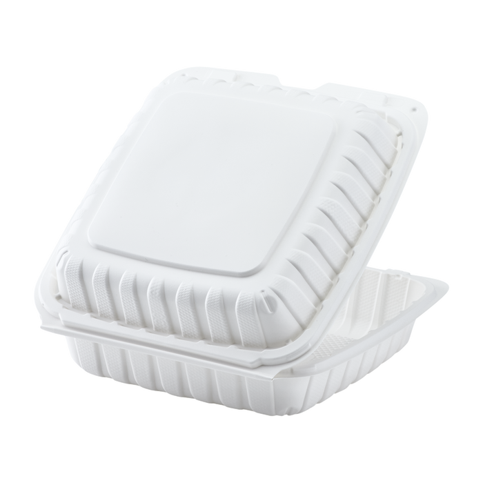 Jumbo White Takeout Boxes - 9"x9" Mineral Filled Hinged Food Containers- Karat Earth 120ct-To-Go Packaging-Karat-Restaurant Supply Drop