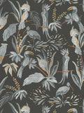Jungle Birds Vinyl Wallpaper - Black/Grey