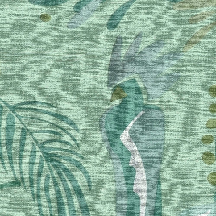 Jungle Birds Vinyl Wallpaper - Green - Discontinuing