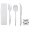 Karat PP Medium-Heavy Weight Cutlery Kits with Salt and Pepper - White - 250 ct-Utensils-Karat-Restaurant Supply Drop