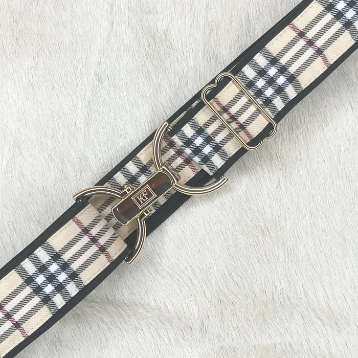 KF Clothing - Tan Plaid Adjustable Belt