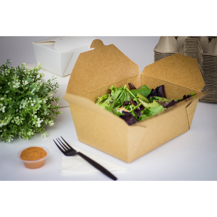 Kraft Microwavable Folded Paper #4 Take-Out Container - Karat Extra Large Fold-To-Go Box - 110oz - 7.8" X 5.5" X 3.5" - 160 Count-To-Go Packaging-Karat-Restaurant Supply Drop