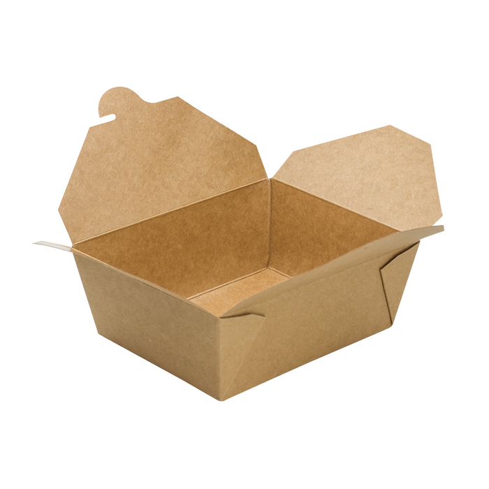 Kraft Microwavable Folded Paper #8 Takeout Containers - Karat Fold-To-Go Box - 48oz - 5.9" X 4.6" X 2.4" - 300 Count-To-Go Packaging-Karat-Restaurant Supply Drop