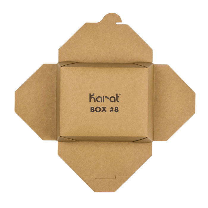 Kraft Microwavable Folded Paper #8 Takeout Containers - Karat Fold-To-Go Box - 48oz - 5.9" X 4.6" X 2.4" - 300 Count-To-Go Packaging-Karat-Restaurant Supply Drop