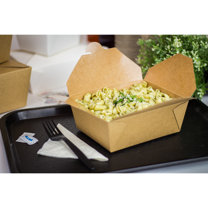 Kraft Microwavable Folded Paper #8 Takeout Containers - Karat Fold-To-Go Box - 48oz - 5.9" X 4.6" X 2.4" - 300 Count-To-Go Packaging-Karat-Restaurant Supply Drop
