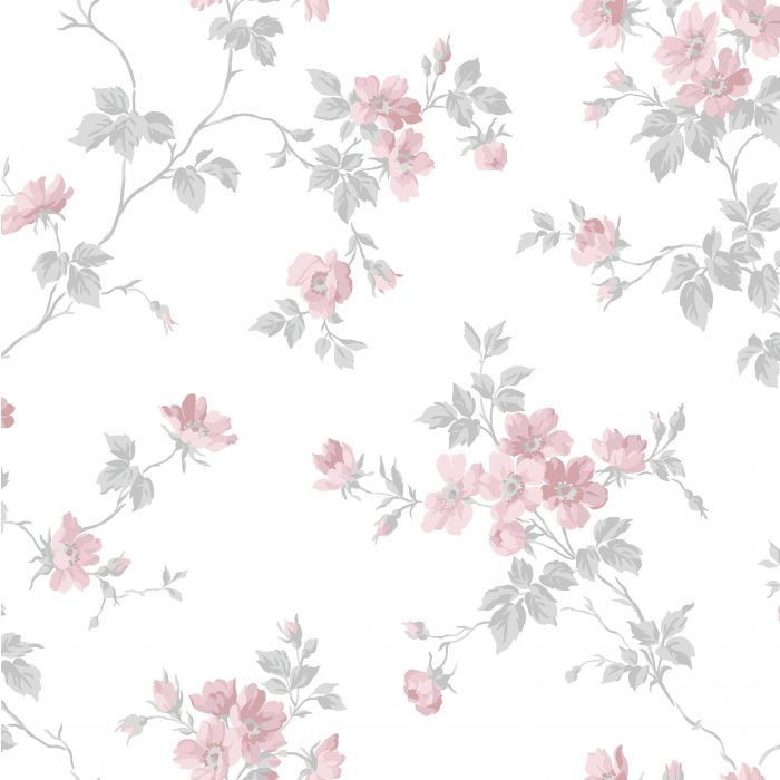 Kristina - Pastel Floral Wallpaper - Pink
