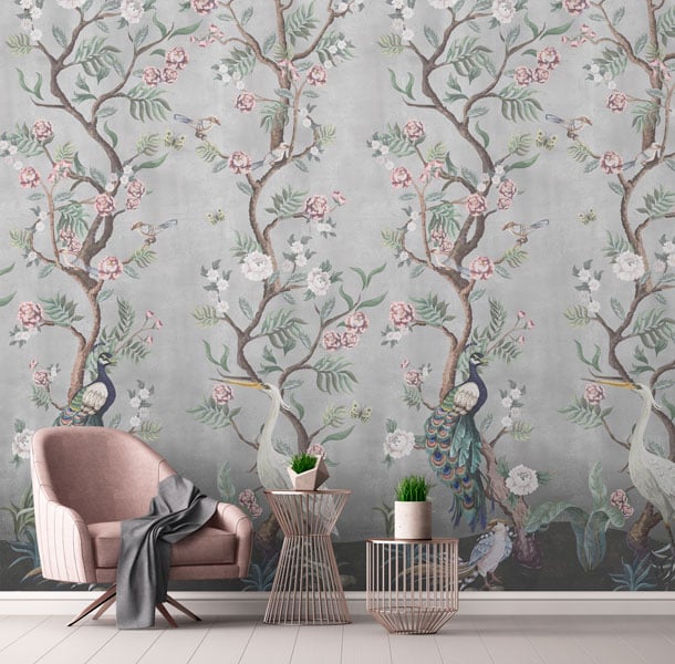 Kubla Khan Hybrid Mural Wallpaper - Mist