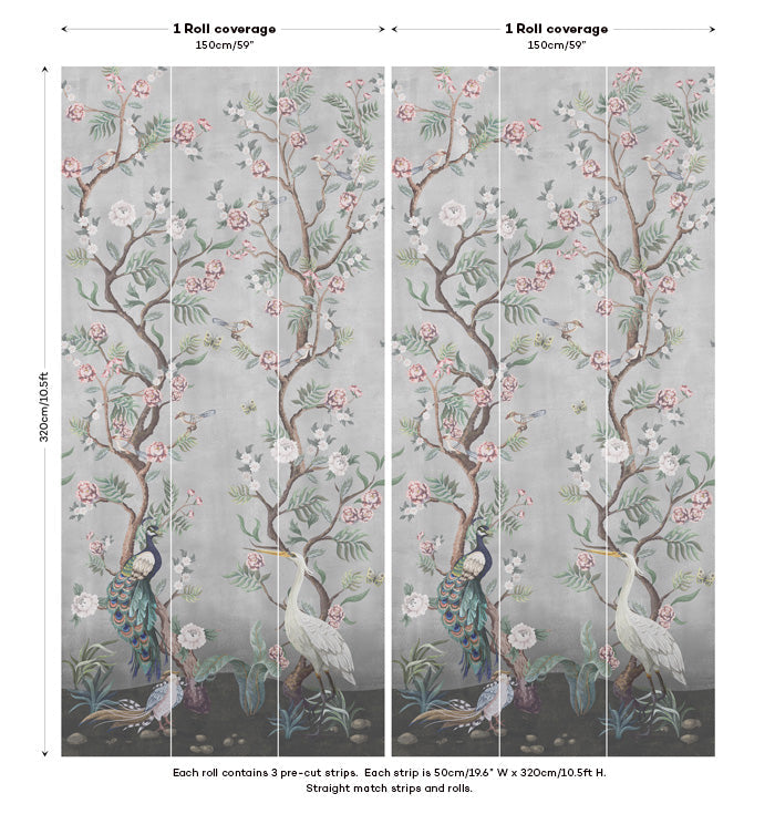 Kubla Khan Hybrid Mural Wallpaper - Mist