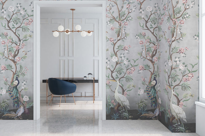 Kubla Khan Hybrid Mural Wallpaper - Mist