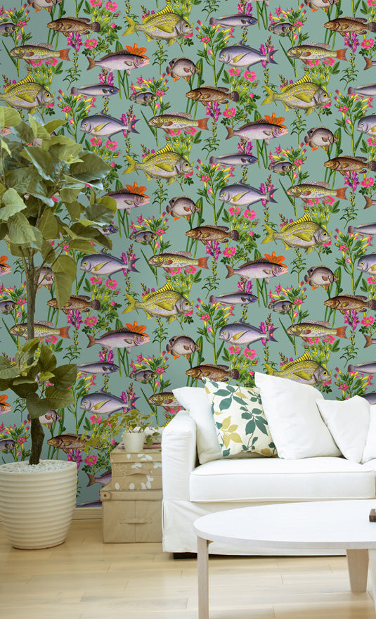 Lagoon Fish Wallpaper – Teal