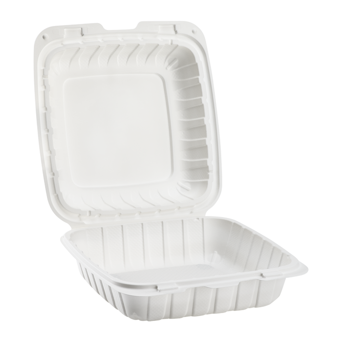 Large White Takeout Boxes - 8"x8" Mineral Filled Hinged Food Containers- Karat Earth 200 ct-To-Go Packaging-Karat-Restaurant Supply Drop