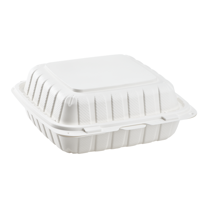 Large White Takeout Boxes - 8"x8" Mineral Filled Hinged Food Containers- Karat Earth 200 ct-To-Go Packaging-Karat-Restaurant Supply Drop