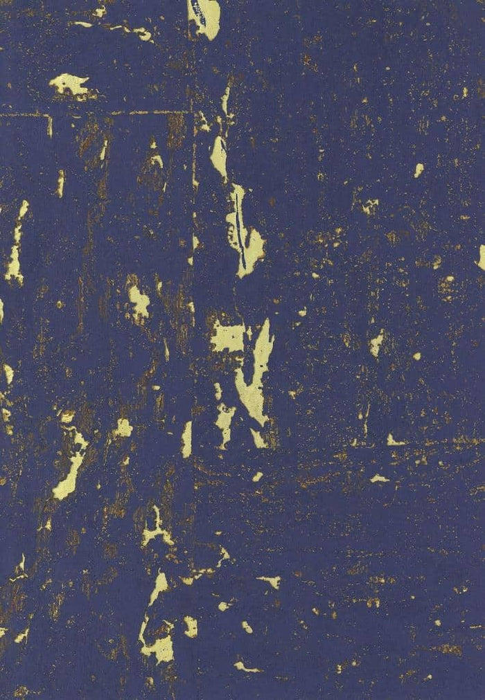 Lasmin Cork Metallic Wallpaper - Indigo/Gold