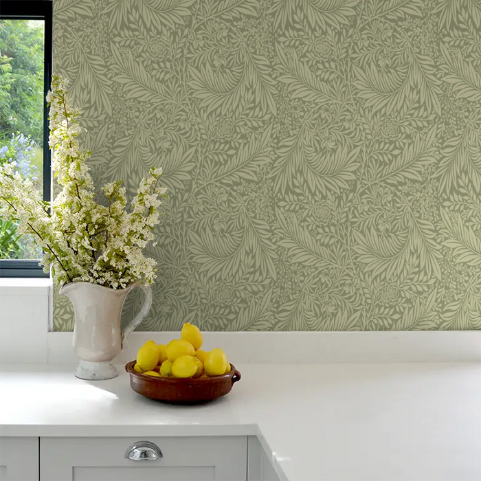 Leaf Vine Wallpaper - Olivine