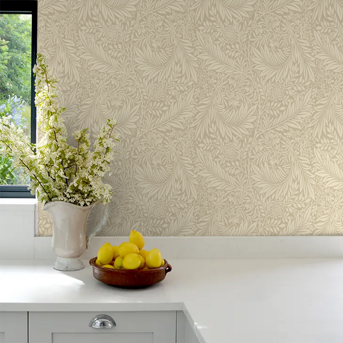 Leaf Vine Wallpaper - Straw