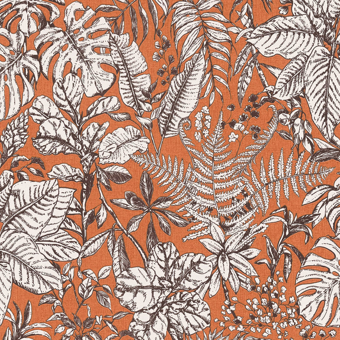 Leafy Ferns Vinyl Wallpaper - Orange - Last 24