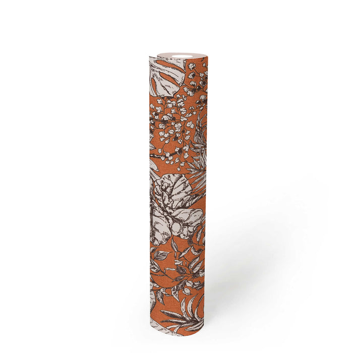 Leafy Ferns Vinyl Wallpaper - Orange - Last 24