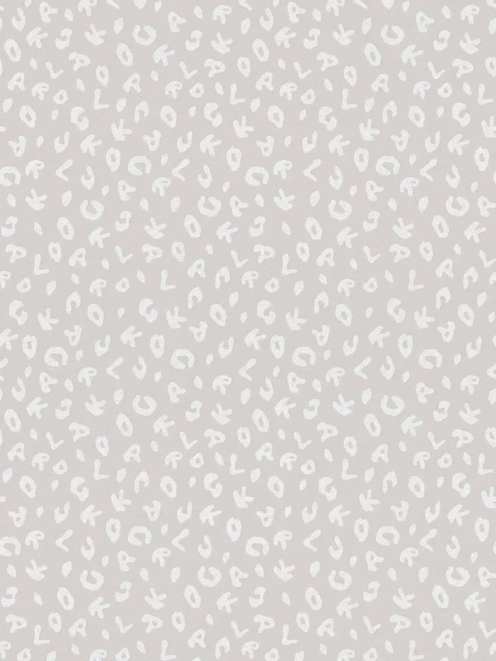 Leopard Alphabet Heavy Weight Wallpaper - Grey - Discontinuing