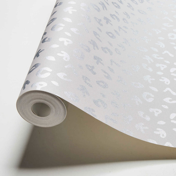 Leopard Alphabet Heavy Weight Wallpaper - Grey - Discontinuing
