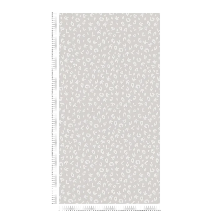Leopard Alphabet Heavy Weight Wallpaper - Grey - Discontinuing