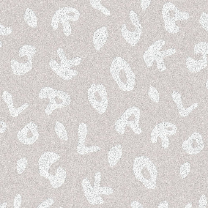 Leopard Alphabet Heavy Weight Wallpaper - Grey - Discontinuing